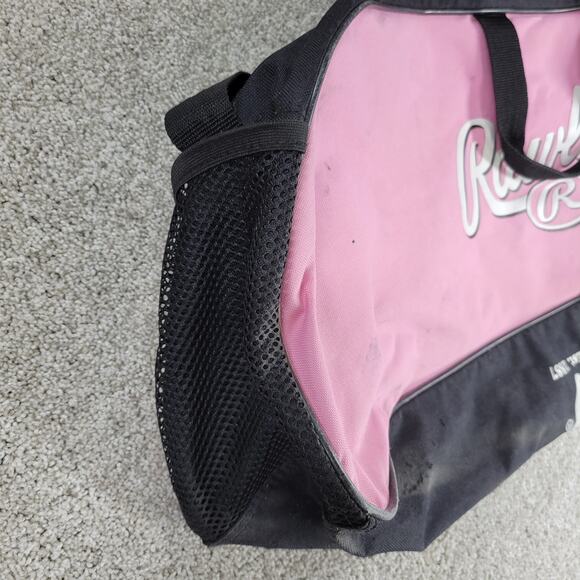 Rawlings Playmaker Softball Baseball Bat Helmet Equipment Duffle Bag Pink Black - Picture 12 of 15